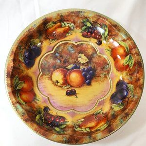 Vintage 1971 Daher Decor Round Toile Fruit Tin Table Tray 10" Made in England